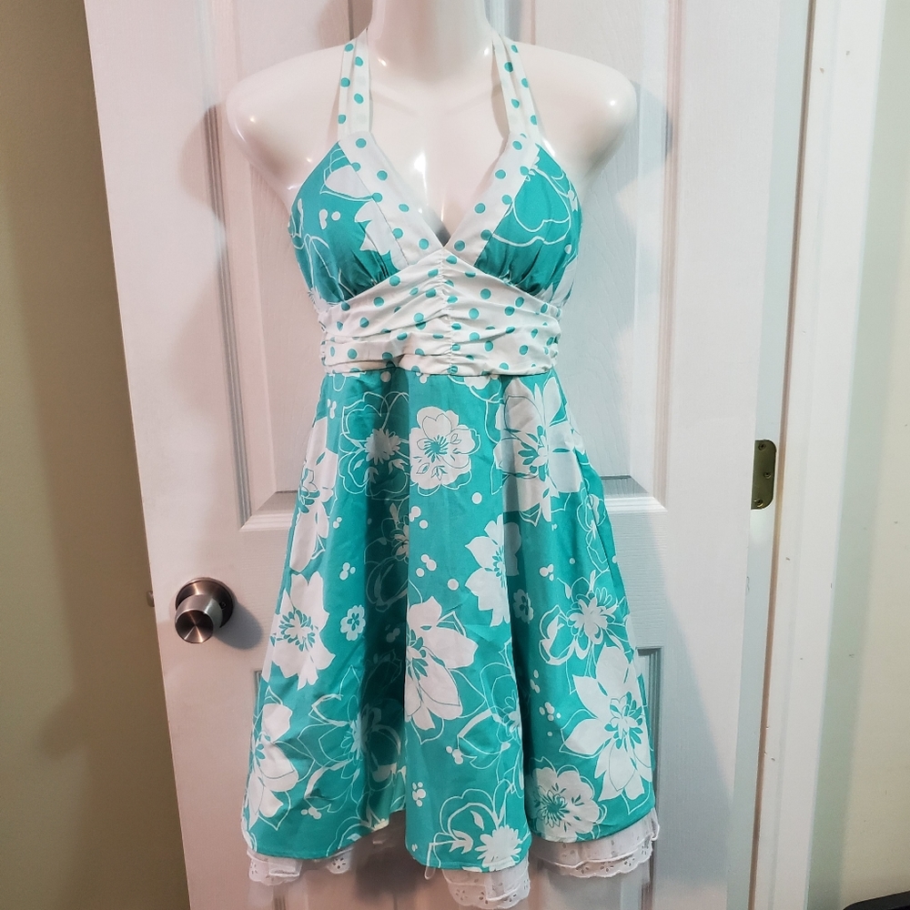 Blue and white floral dress